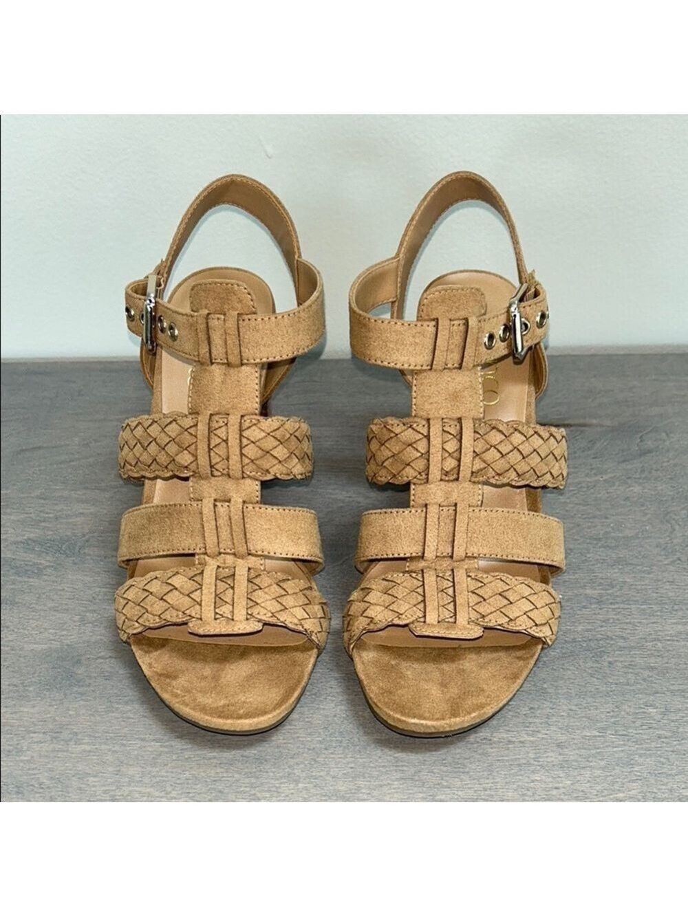 Franco Sarto: Stacked, Faux Suede Heels: 6.5